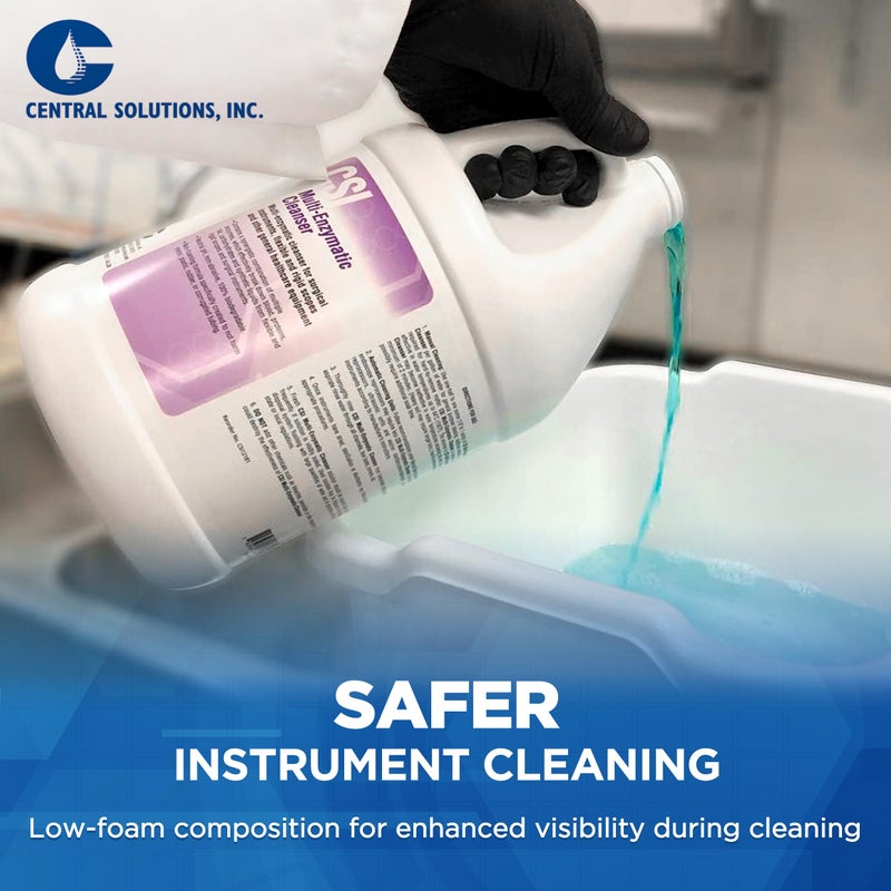 CSI Central Solutions Multi Enzymatic Cleanser - Hospital Grade Medical Instrument Cleaner for Presoak and Manual Processing, 1 Gal - Image 4